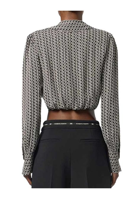 Camicia ELISABETTA FRANCHI donna CAS0256 Fantasia scollo a v gioiello metallo dorato cropped ELISABETTA FRANCHI | Camicie | CAS0256EF3
